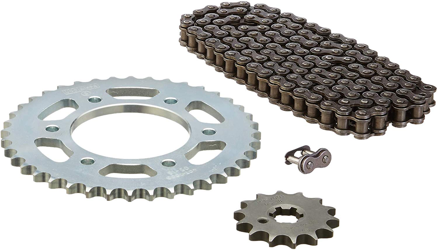 Uno Minda CH-7009 Quadra Rivet Chain & Alloy Steel Hardened Sprockets Chain & Sprocket Kit - R428H SIZE-128L / 14T / 40T(6H) For Yamaha FZ 16, FZS, Fazer 150 CC 